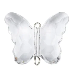 Acryl-Anhänger mit Kettelstift, Schmetterling, 2,9cm x 1,1cm x 2,4cm, klar, facettiert, 9 Stück