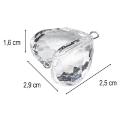 Acryl-Anhänger mit Kettelstift, Herz, 2,9cm x 1,6cm x 2,5cm, klar, facettiert, 9 Stück