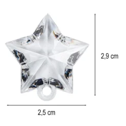 Acryl-Anhänger mit Öse, Stern, 2,9cm x 1cm x 2,9cm, klar, facettiert, 9 Stück