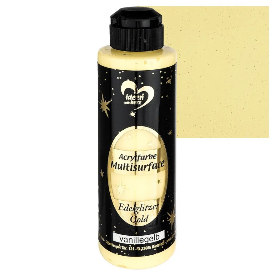 Acrylfarbe "Multisurface", Edelglitzer Gold, vanillegelb, 180ml