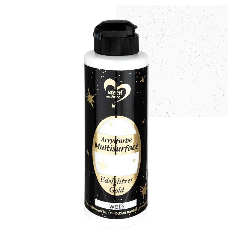 Acrylfarbe "Multisurface", Edelglitzer Gold, weiß, 180ml
