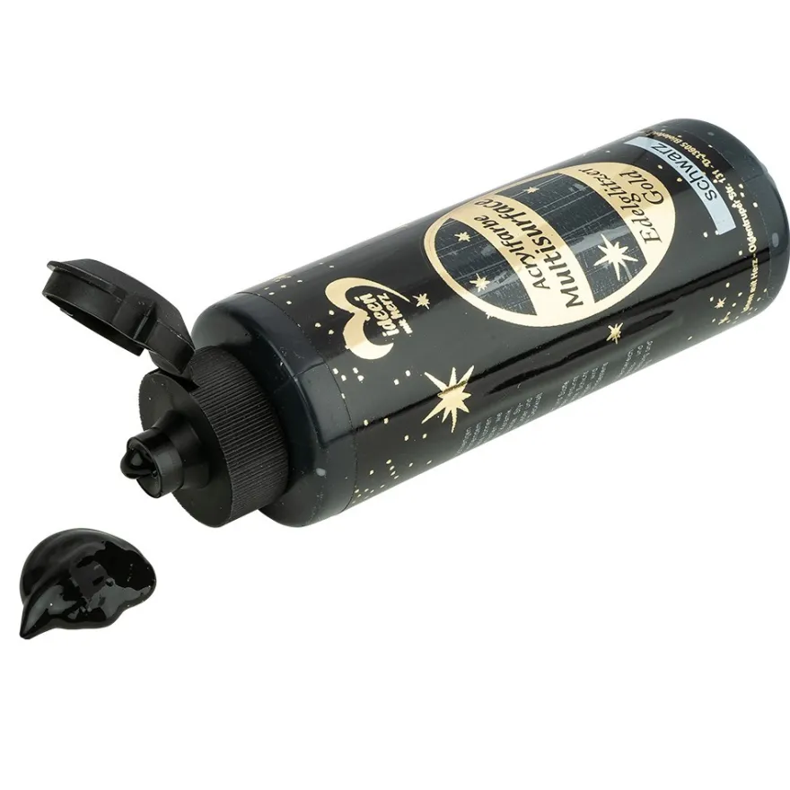 Acrylfarbe "Multisurface", Edelglitzer Gold, schwarz, 180ml
