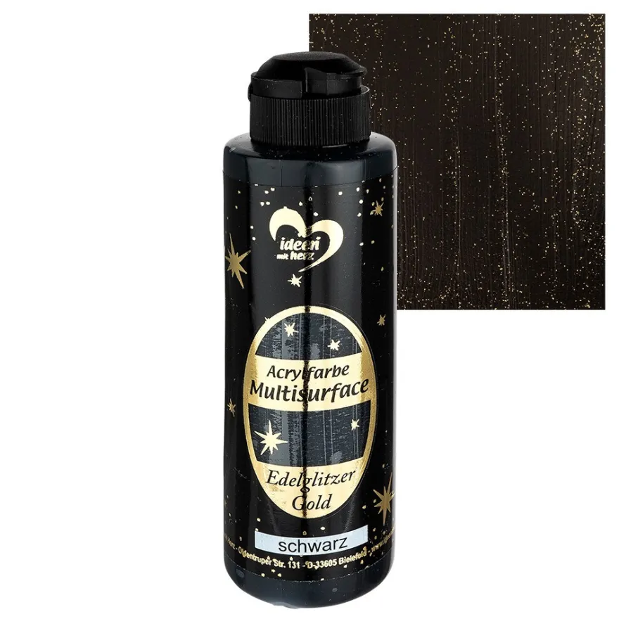 Acrylfarbe "Multisurface", Edelglitzer Gold, schwarz, 180ml