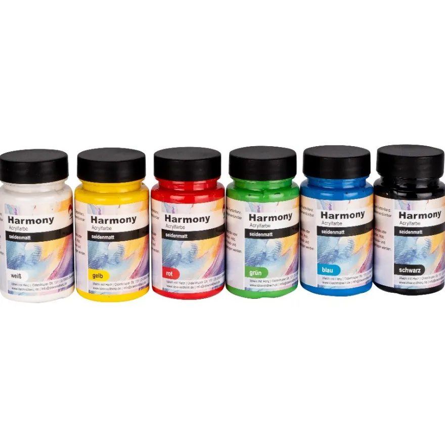 Acrylfarben "Harmony", Basic-Farbtöne, 6 x 90ml, 6 Farben