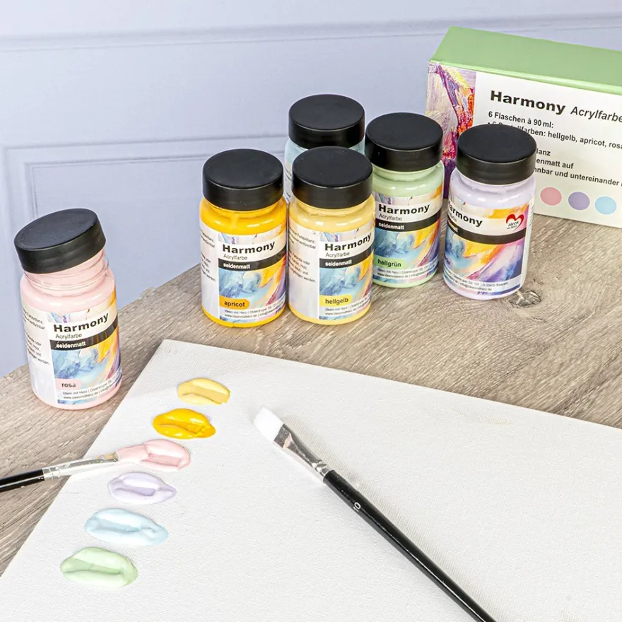 Acrylfarben "Harmony", Pastelltöne, 6 x 90ml, 6 Farben