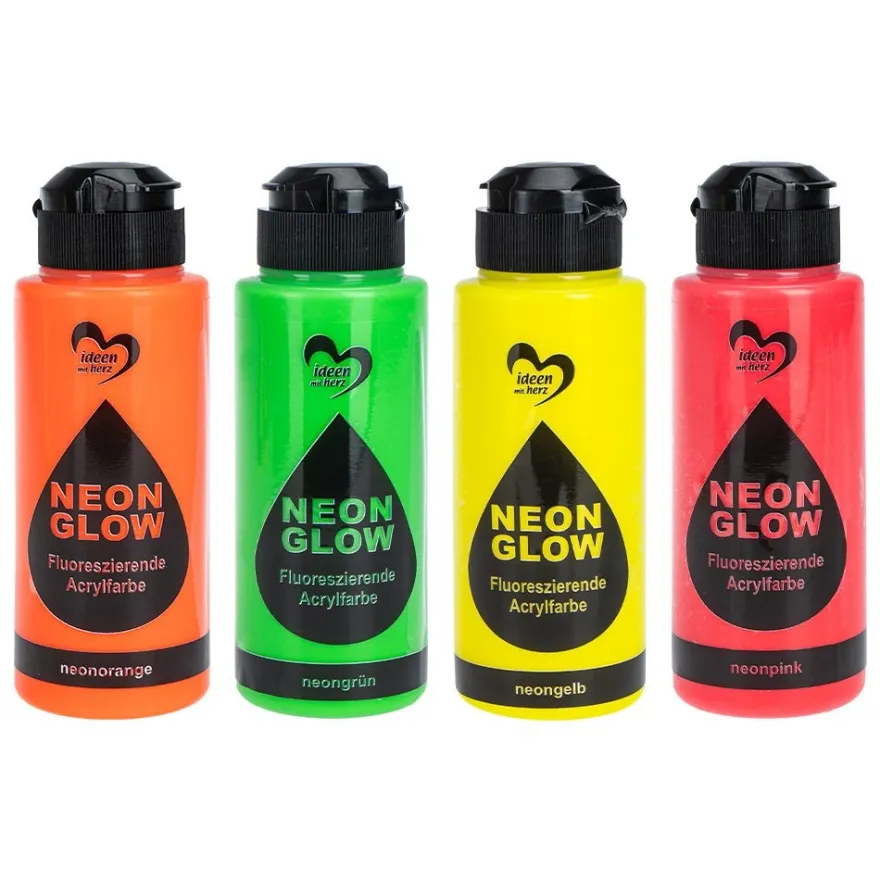 Acrylfarben "NeonGlow", fluoreszierend, 4x 120ml, 4 Farben