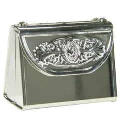 Acryl-Handtasche, opak, 7 x 3,7 x 5,5 cm, silber