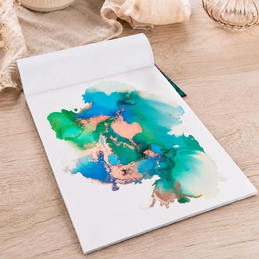Alcohol Ink Pad, DIN A4, 120g/m², weiß, glatte Oberfläche, 25 Blatt
