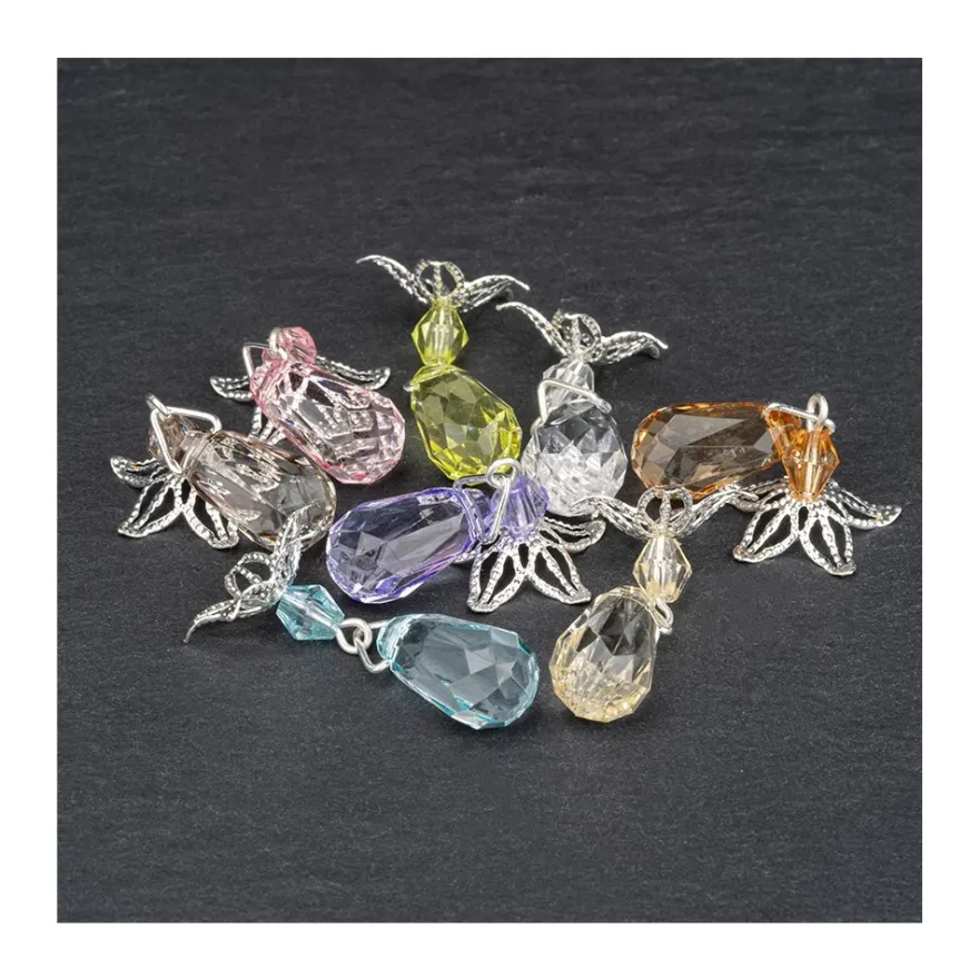 Anhänger mit Perlenkappe, Design 8, 3,4cm x 0,9cm, facettiert, 8 verschiedene Farben, 20 Stück
