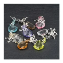 Anhänger mit Perlenkappe, Design 2, 3,6cm x 1,5cm, facettiert, 8 verschiedene Farben, 20 Stück