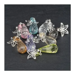 Anhänger mit Perlenkappe, Design 6, 3,9cm x 1,1cm, facettiert, 8 verschiedene Farben, 20 Stück