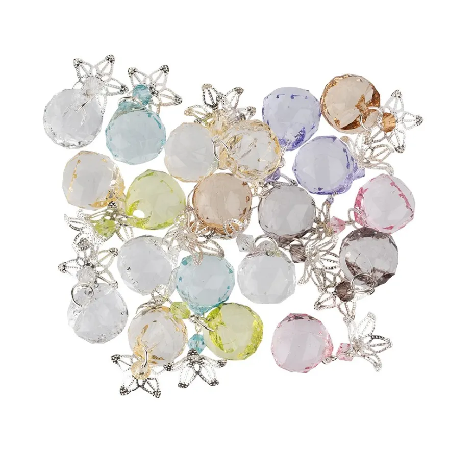 Anhänger mit Perlenkappe, Design 1, 3,6cm x 1,7cm, facettiert, 8 verschiedene Farben, 20 Stück