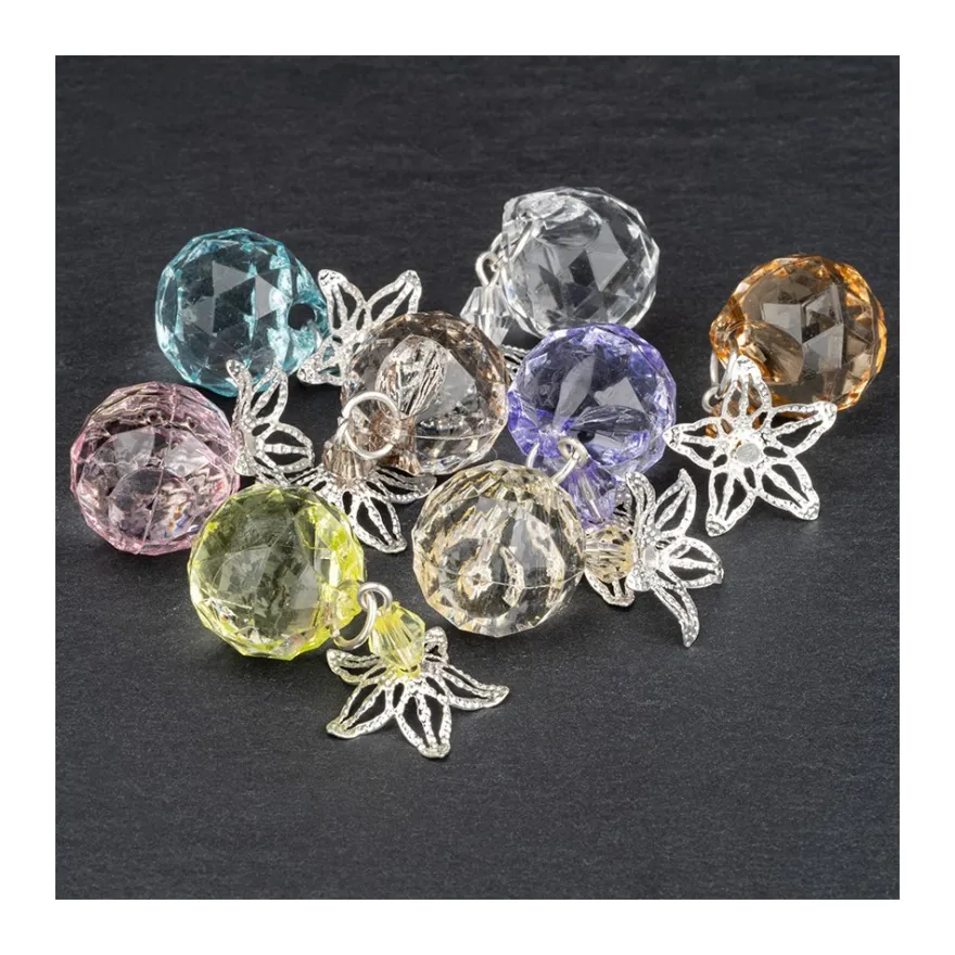 Anhänger mit Perlenkappe, Design 1, 3,6cm x 1,7cm, facettiert, 8 verschiedene Farben, 20 Stück