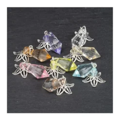 Anhänger mit Perlenkappe, Design 5, 3,7cm x 1cm, facettiert, 8 verschiedene Farben, 20 Stück