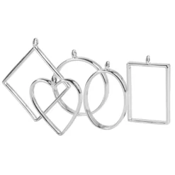 Anhänger-Rahmen mit Öse, verschiedene Designs, silber, 5 Stück