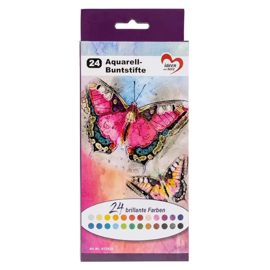 Aquarell-Buntstifte, 24 Farben, wasservermalbar, 24 Stück