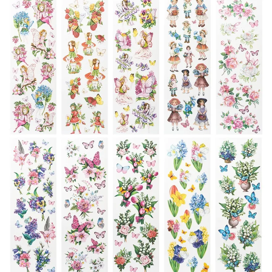 Aqua-Transfermotive Elfen, Kinder & Floristik, 10cm x 30cm, farbig, 10 Bogen