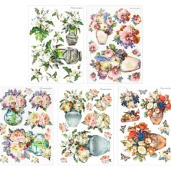 Aqua-Transfermotive, Nostalgie-Blumenvasen 1, DIN A4, farbig, 5 Bogen