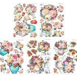 Aqua-Transfermotive, Nostalgie-Blumenvasen 2, DIN A4, farbig, 5 Bogen