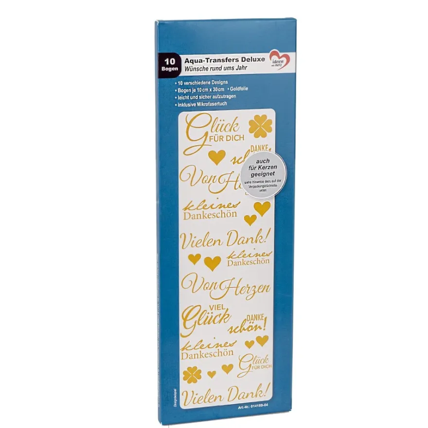 Aqua-Transfers Deluxe, Wünsche, Floristik & Bordüren, 10cm x 30cm, Goldfolie, 10 Bogen