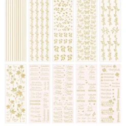 Aqua-Transfers Deluxe, Wünsche, Floristik & Bordüren, 10cm x 30cm, Goldfolie, 10 Bogen