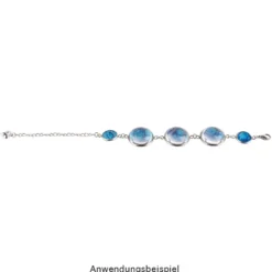 Armband mit 5 Fassungen, 21,5 cm lang, Fassungen in 2 verschiedenen Größen, silber