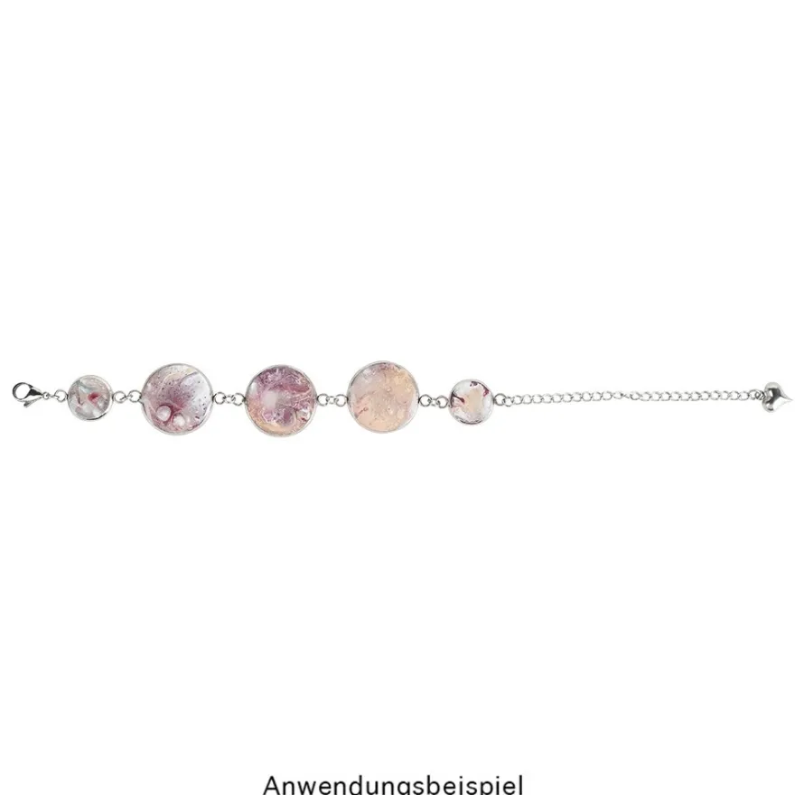 Armband mit 5 Fassungen, 21,5 cm lang, Fassungen in 2 verschiedenen Größen, silber