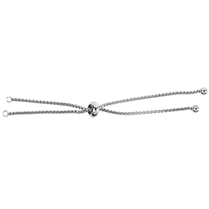 Armband mit Schiebeverschluss, 12cm lang, Edelstahl, silber