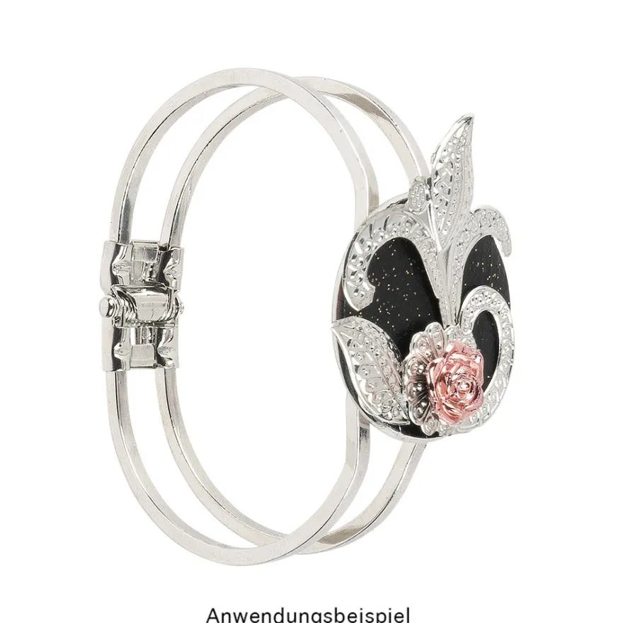 Armreif mit Fassung, Design 2, Fassung: Ø 30mm, Armreif: 6,5cm x 5cm, silber