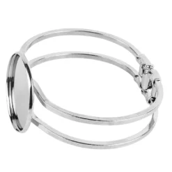 Armreif mit Fassung, Design 2, Fassung: Ø 30mm, Armreif: 6,5cm x 5cm, silber