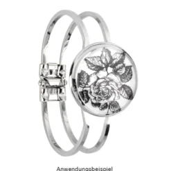 Armreif mit Fassung, Design 2, Fassung: Ø 30mm, Armreif: 6,5cm x 5cm, silber