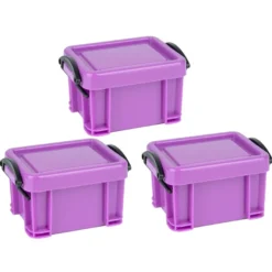 Aufbewahrungskisten mit Bügelverschluss, 8,4cm x 6,4cm x 5,1cm, violett, 3 Stück