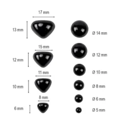 Augen & Nasen, in verschiedenen Größen, schwarz, 508 Stück