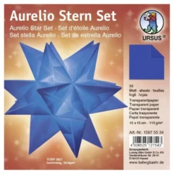 Aurelio Stern Set, transparent, 15cm x 15cm, 33 Blatt, blau