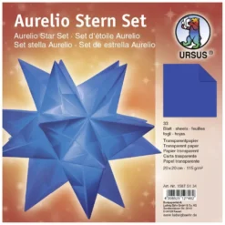 Aurelio Stern Set, transparent, 20cm x 20cm, 33 Blatt, blau