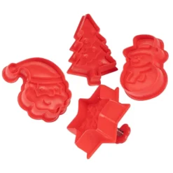 Ausstechformen inkl. Prägestempel, weihnachtliche Designs, 4 Stück