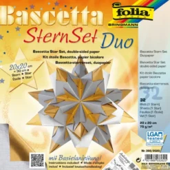 Bascetta Stern Set, DuoDesign, 20x20cm, 32 Blatt, gold/silber