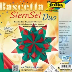 Bascetta Stern Set, DuoDesign, 20x20cm, 32 Blatt, rot/grün