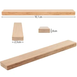 Bastelklötzchen, 16,1cm x 2,3cm x 0,8cm, glatt geschliffen, 117 Stück