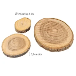 Baumscheiben, Ø2,5-5cm, 0,8cm stark, 60 Stück