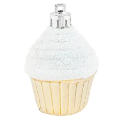 Baumschmuck, Cupcakes, Ø 4cm, 5,6cm hoch, glänzend hellgold, weißer Glitzer, 6 Stück