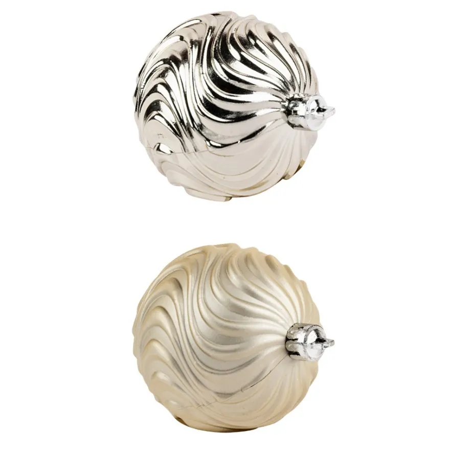 Baumschmuck, Relief-Kugeln 1, Ø 6cm, hellgold matt und glänzend, 4 Stück
