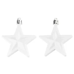 Baumschmuck, Sterne, 6cm x 2,8cm x 7,5cm, weiß, zum Aufhängen, 6 Stück