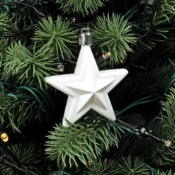 Baumschmuck, Sterne, 6cm x 2,8cm x 7,5cm, weiß, zum Aufhängen, 6 Stück