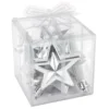 Baumschmuck, Sterne, 6cm x 2,8cm x 7,5cm, silber, zum Aufhängen, 6 Stück
