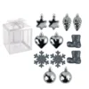 Baumschmuck, Vielfalt 2, versch. Designs & Größen, teilweise zum Aufhängen, grau, 12 Stück