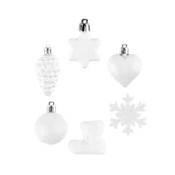 Baumschmuck, Vielfalt 2, versch. Designs & Größen, teilweise zum Aufhängen, weiß, 12 Stück