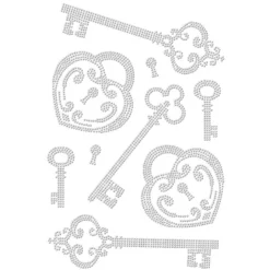 Bügelstrass-Design, DIN A4, einfarbig, klar, Schlüssel