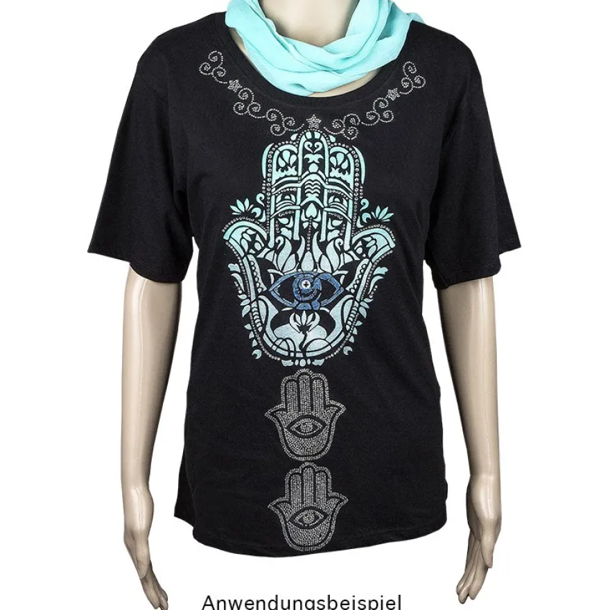 Bügelstrass-Design, DIN A4, klar, Hamsa-Hand