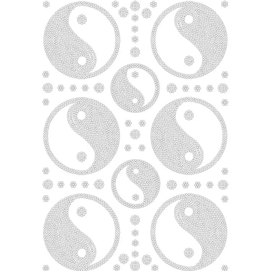 Bügelstrass-Design, DIN A4, klar, Yin & Yang